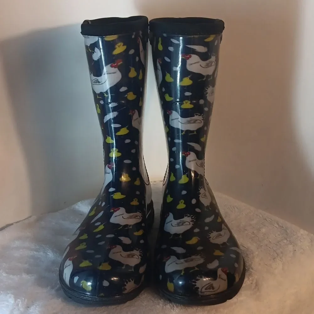 Sloggers Waterproof Chicken Print Rain Boots